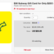 $30 Subway Gift Card, $25